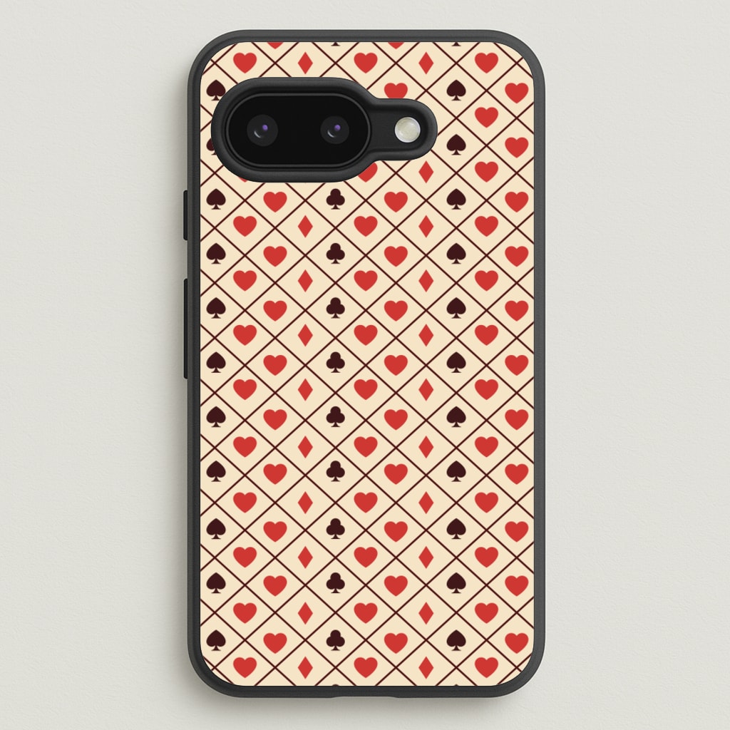 Zig-Zag Card Suits Pattern  - Clean Girl Aesthetic Phone Case for Google Pixel 9a
