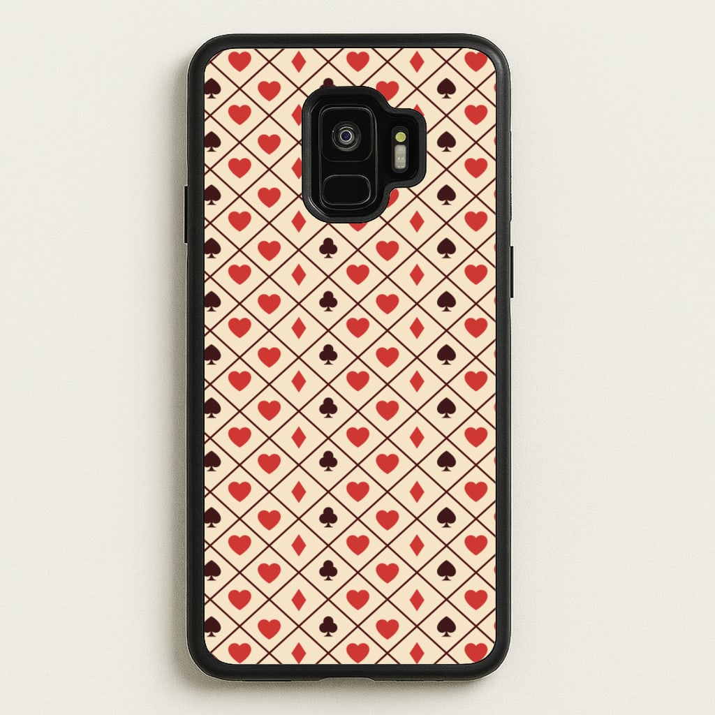 Zig-Zag Card Suits Pattern  - Clean Girl Aesthetic Phone Case for Galaxy S9