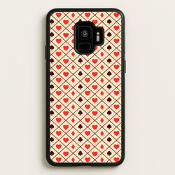Zig-Zag Card Suits Pattern  - Clean Girl Aesthetic Phone Case for Galaxy S9