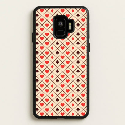 Zig-Zag Card Suits Pattern  - Clean Girl Aesthetic Phone Case for Galaxy S9