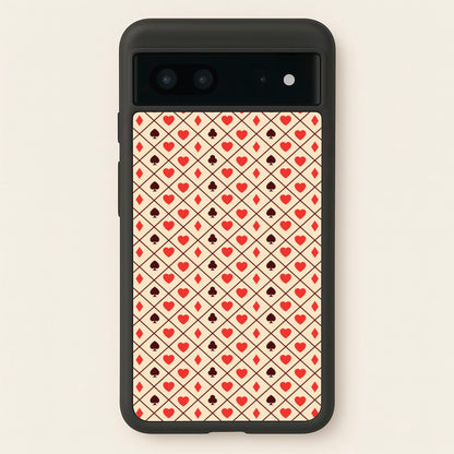 Zig-Zag Card Suits Pattern  - Clean Girl Aesthetic Phone Case for Google Pixel 7