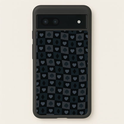 Card Suits Pattern Black  - Clean Girl Aesthetic Phone Case for Google Pixel 7a