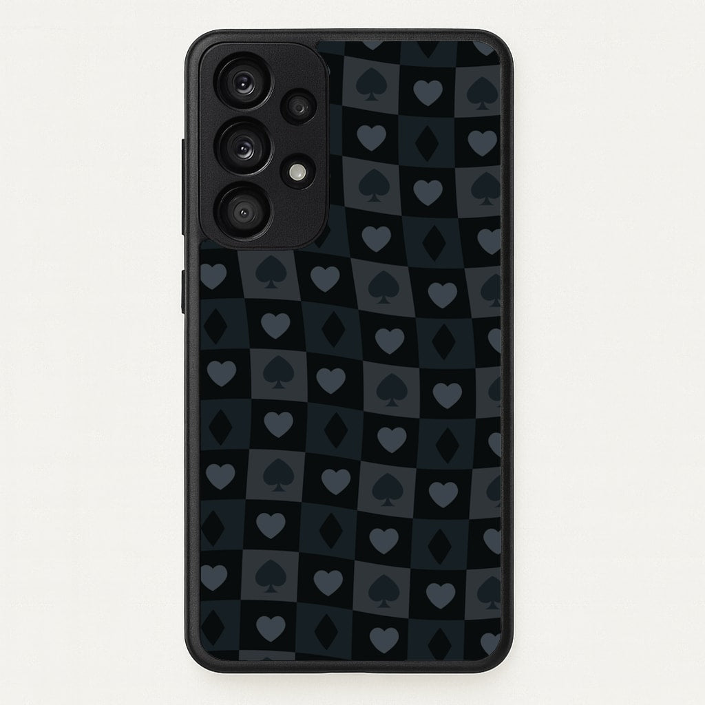 Card Suits Pattern Black  - Clean Girl Aesthetic Phone Case for Galaxy A53