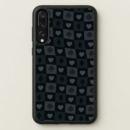 Card Suits Pattern Black  - Clean Girl Aesthetic Phone Case for Huawei P20 Pro