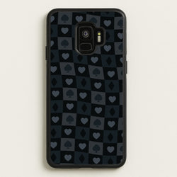 Card Suits Pattern Black  - Clean Girl Aesthetic Phone Case for Galaxy S9