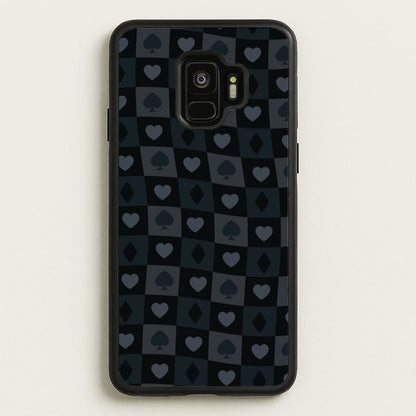 Card Suits Pattern Black  - Clean Girl Aesthetic Phone Case for Galaxy S9