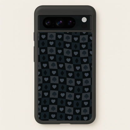 Card Suits Pattern Black  - Clean Girl Aesthetic Phone Case for Google Pixel 8 Pro
