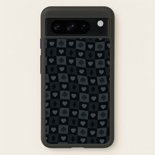 Card Suits Pattern Black  - Clean Girl Aesthetic Phone Case for Google Pixel 8 Pro