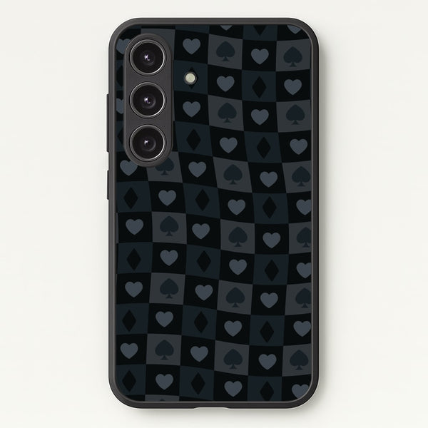 Card Suits Pattern Black  - Clean Girl Aesthetic Phone Case for Galaxy S24FE