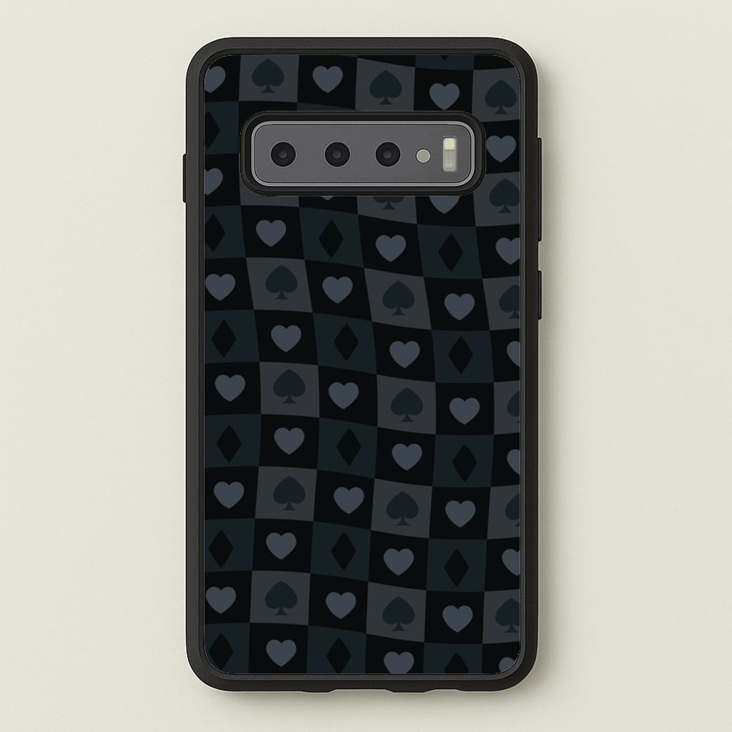 Card Suits Pattern Black  - Clean Girl Aesthetic Phone Case for Galaxy S10