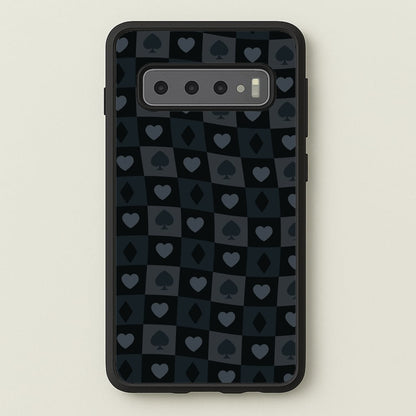 Card Suits Pattern Black  - Clean Girl Aesthetic Phone Case for Galaxy S10