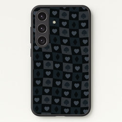 Card Suits Pattern Black  - Clean Girl Aesthetic Phone Case for Galaxy S24