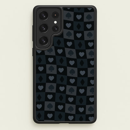 Card Suits Pattern Black  - Clean Girl Aesthetic Phone Case for Galaxy S22 Ultra