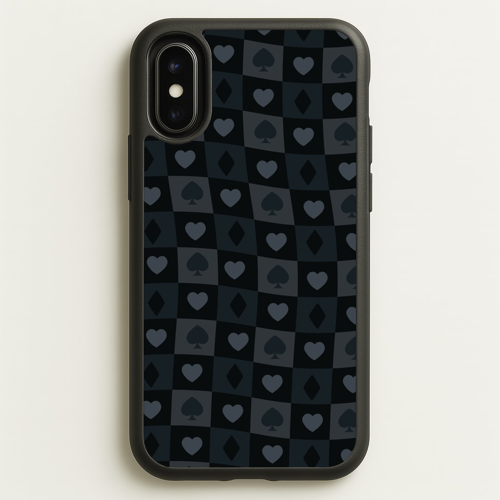 Card Suits Pattern Black  - Clean Girl Aesthetic Phone Case for iPhone X / XS