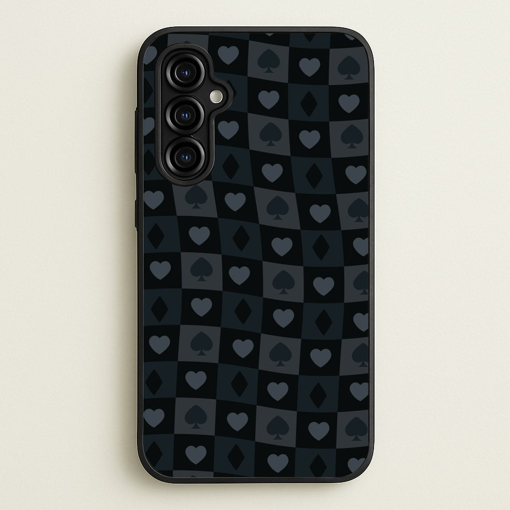 Card Suits Pattern Black  - Clean Girl Aesthetic Phone Case for Galaxy A54