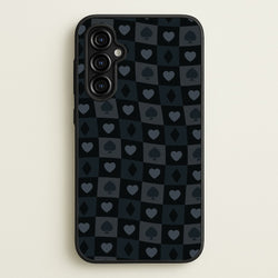Card Suits Pattern Black  - Clean Girl Aesthetic Phone Case for Galaxy A54