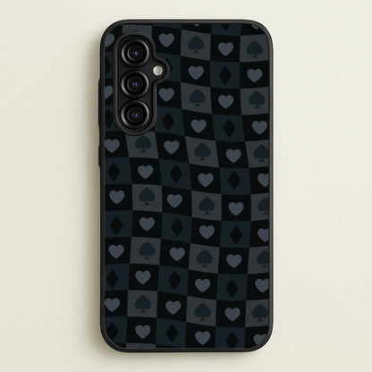 Card Suits Pattern Black  - Clean Girl Aesthetic Phone Case for Galaxy A54