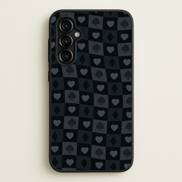 Card Suits Pattern Black  - Clean Girl Aesthetic Phone Case for Galaxy A54