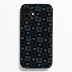 Card Suits Pattern Black  - Clean Girl Aesthetic Phone Case for iPhone 16 Plus