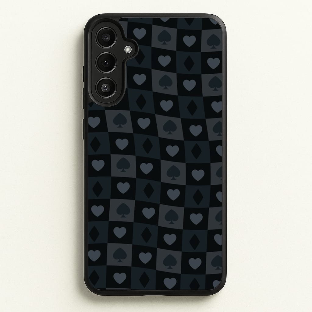 Card Suits Pattern Black  - Clean Girl Aesthetic Phone Case for Galaxy A36