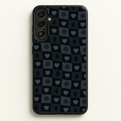 Card Suits Pattern Black  - Clean Girl Aesthetic Phone Case for Galaxy A36