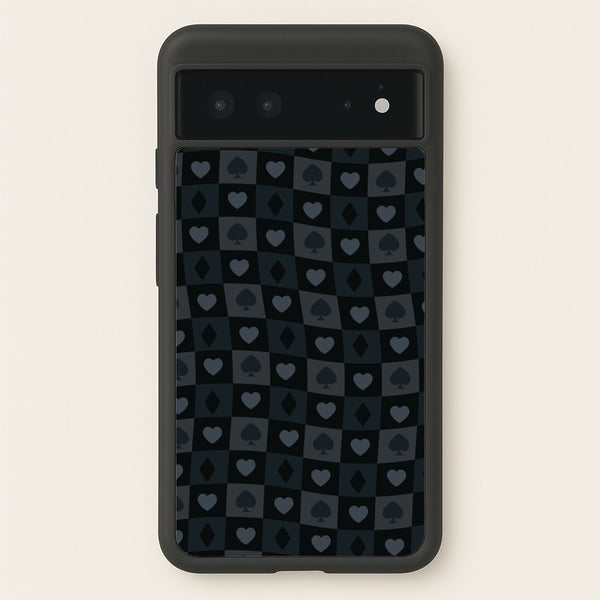 Card Suits Pattern Black  - Clean Girl Aesthetic Phone Case for Google Pixel 6