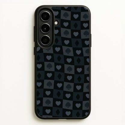 Card Suits Pattern Black  - Clean Girl Aesthetic Phone Case for Galaxy A56