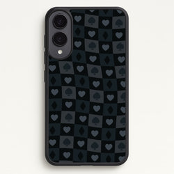 Card Suits Pattern Black  - Clean Girl Aesthetic Phone Case for Galaxy S25 Edge