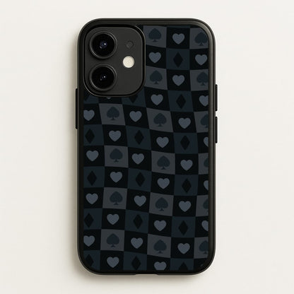 Card Suits Pattern Black  - Clean Girl Aesthetic Phone Case for iPhone 12 Mini