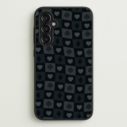 Card Suits Pattern Black  - Clean Girl Aesthetic Phone Case for Galaxy A14