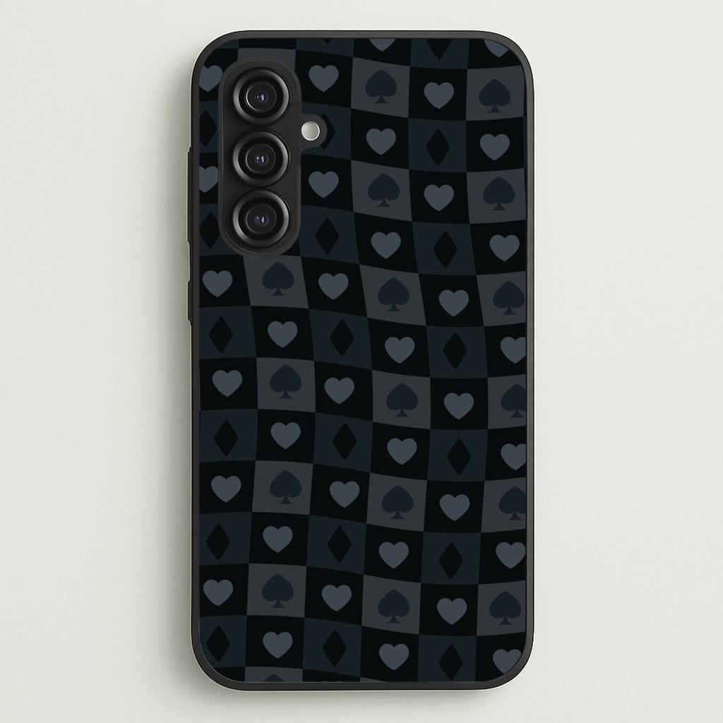 Card Suits Pattern Black  - Clean Girl Aesthetic Phone Case for Galaxy S23FE