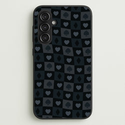 Card Suits Pattern Black  - Clean Girl Aesthetic Phone Case for Galaxy S23FE