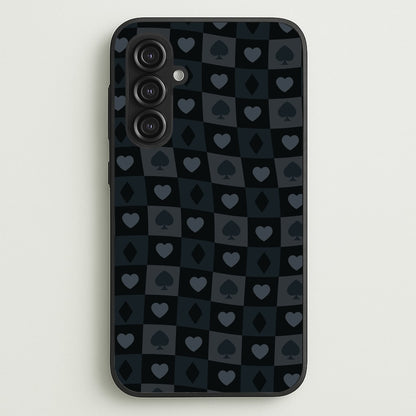 Card Suits Pattern Black  - Clean Girl Aesthetic Phone Case for Galaxy S23FE