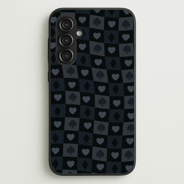Card Suits Pattern Black  - Clean Girl Aesthetic Phone Case for Galaxy S23FE