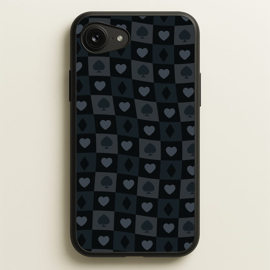 Card Suits Pattern Black  - Clean Girl Aesthetic Phone Case for iPhone 16e