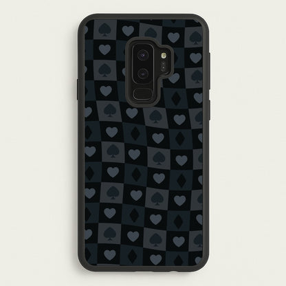 Card Suits Pattern Black  - Clean Girl Aesthetic Phone Case for Galaxy S9 Plus