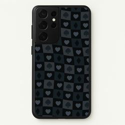 Card Suits Pattern Black  - Clean Girl Aesthetic Phone Case for Galaxy S21 Ultra