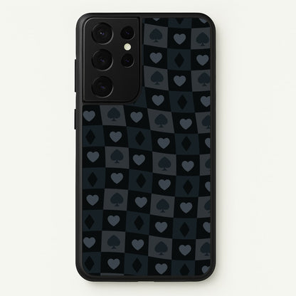 Card Suits Pattern Black  - Clean Girl Aesthetic Phone Case for Galaxy S21 Ultra