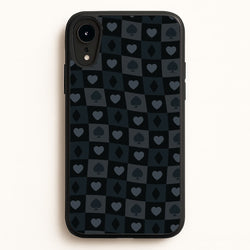 Card Suits Pattern Black  - Clean Girl Aesthetic Phone Case for iPhone XR