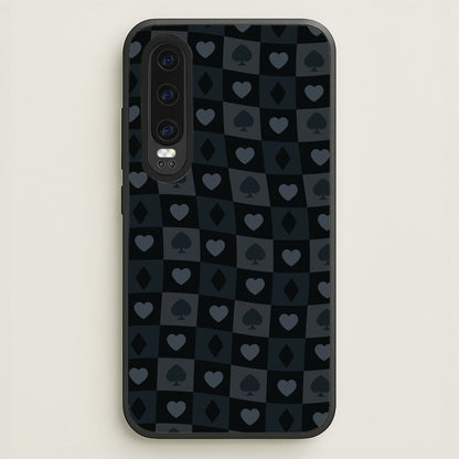 Card Suits Pattern Black  - Clean Girl Aesthetic Phone Case for Huawei P30