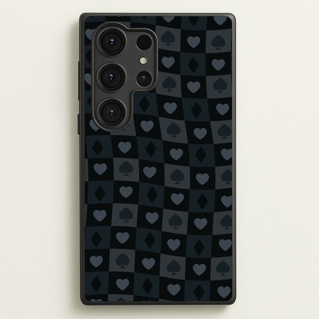 Card Suits Pattern Black  - Clean Girl Aesthetic Phone Case for Galaxy S25 Ultra
