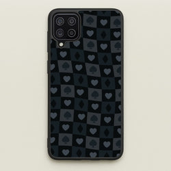 Card Suits Pattern Black  - Clean Girl Aesthetic Phone Case for Galaxy A12