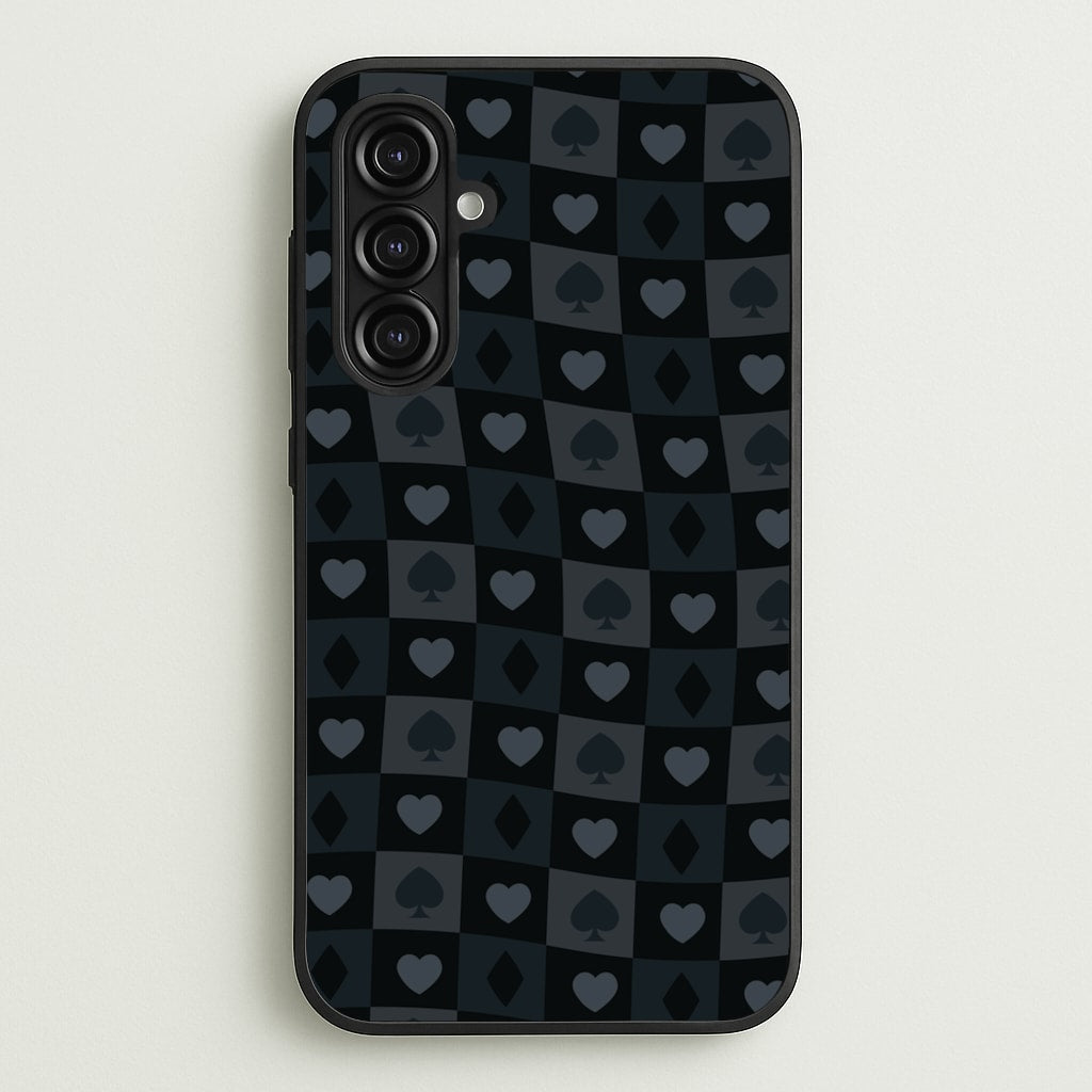 Card Suits Pattern Black  - Clean Girl Aesthetic Phone Case for Galaxy A16