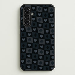 Card Suits Pattern Black  - Clean Girl Aesthetic Phone Case for Galaxy A16