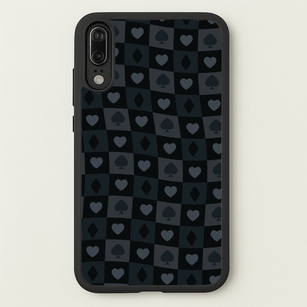 Card Suits Pattern Black  - Clean Girl Aesthetic Phone Case for Huawei P20
