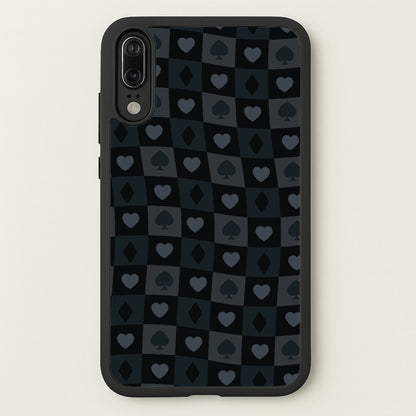 Card Suits Pattern Black  - Clean Girl Aesthetic Phone Case for Huawei P20
