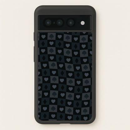 Card Suits Pattern Black  - Clean Girl Aesthetic Phone Case for Google Pixel 7 Pro