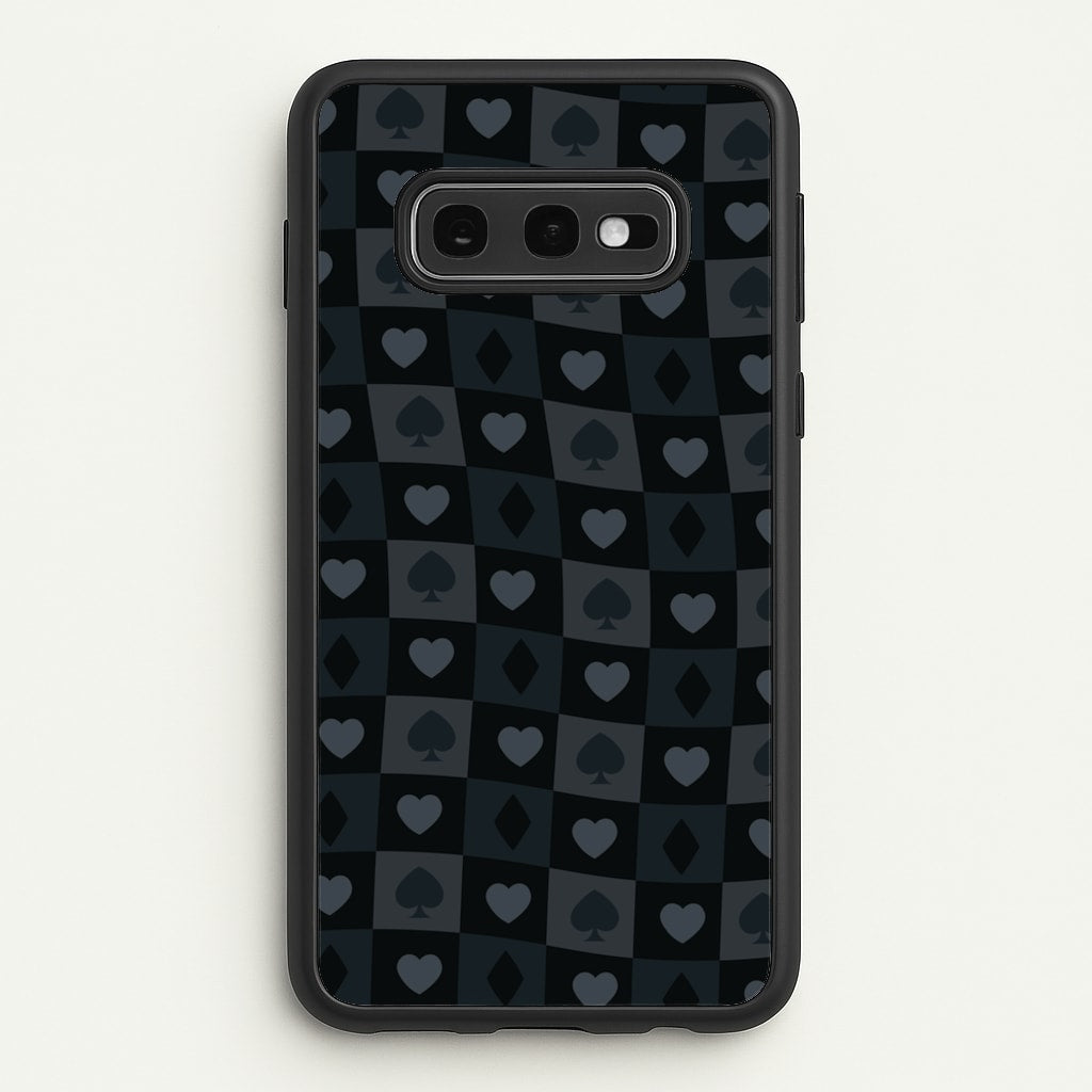 Card Suits Pattern Black  - Clean Girl Aesthetic Phone Case for Galaxy S10e