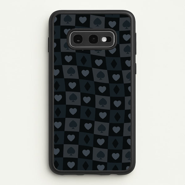 Card Suits Pattern Black  - Clean Girl Aesthetic Phone Case for Galaxy S10e