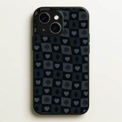 Card Suits Pattern Black  - Clean Girl Aesthetic Phone Case for iPhone 15 Plus